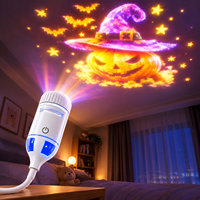 Projecteur USB d'Halloween, veilleuse, lampe de projection de plafond avec motifs citrouille et chapeau de sorcière pour chambre à coucher, décoration de fête à domicile, cadeau de Noël