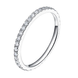 OAHLAN Grosir Perhiasan Mewah Cincin Perak Sterling 925 Model Eternity Stackable, Cincin Janji Pernikahan, Cincin Moissanite untuk Wanita dan Remaja Putri - Product Image 2