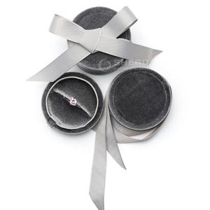Round Beige Velvet Jewelry Gift <b>Box</b> With Ribbon Tie For Necklaces Pendants And <b>Rings</b> Custom Color Luxury Jewelry Packaging Case - Product Image 6