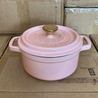 Marmite en fonte émaillée de style nordique rose crème Morandi, compatible avec tous les types de cuisinières, pour ragoût/soupe/cuisson