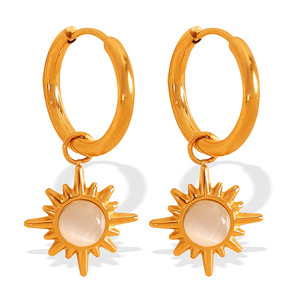 Pendientes de aro chapados en oro con colgante de estrella, diseño geométrico para mujer, pendientes colgantes de moda para fiesta - Product Image 5