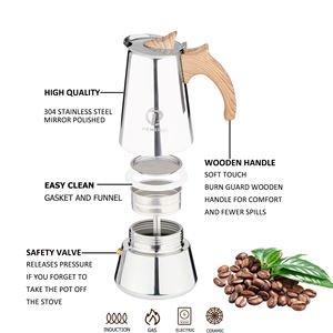 <span class=keywords><strong>Caffettiera</strong></span> <span class=keywords><strong>Moka</strong></span> in Acciaio Inox per Piano Cottura con Manico Effetto Legno - Product Image 5