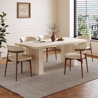 Modernes Rechteckiges Travertin-Schiefer Esszimmer-Set Französischer Retro Mid-Century Stil Tisch und Stuhl für Kleine Räume