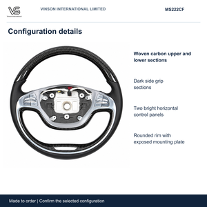 Volant en fibre de carbone pour Mercedes Benz Classe S W222 2014 2017, jante ronde, commandes argentées MS222CF - Product Image 2