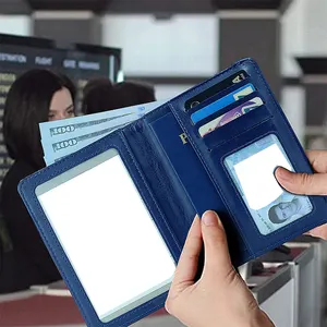 Ensemble cadeau de voyage bloquant la RFID organisateur de portefeuille d'aéroport avec étiquette de bagage et porte-yeux de sommeil en soie