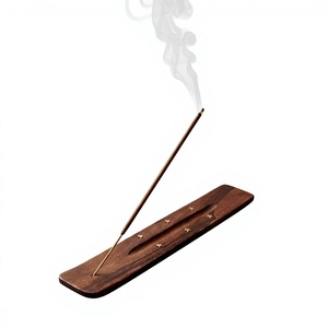 Plateau porte-encens en bois avec incrustations étoilées, diffuseur d'aromathérapie au bois de santal pour la décoration intérieure et la présentation sur table, brûleur d'encens - Product Image 1