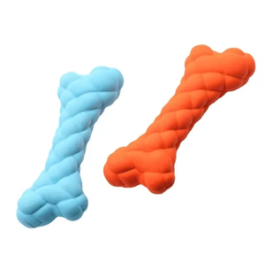 Jouet à mâcher indestructible pour chien en forme d'os plat, en caoutchouc à bulles, résistant aux morsures, interactif, pour le nettoyage des dents et le bricolage sonore - Product Image 5