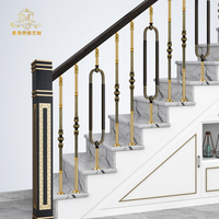 MEIXI Villa Hotel, garde-corps d'escalier personnalisé de luxe contemporain en laiton et alliage d'aluminium, résistant à la rouille, robuste, facile à installer, garantie 1 an