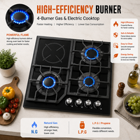 Cuisinière 2-en-1 Gaz et Électrique 60 cm en Verre, Haute Efficacité de Combustion, Prix de Gros Chine, Fabricant