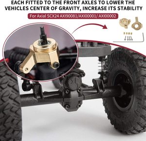 2 unidades de rótulas de dirección de latón negro para coche RC eléctrico <span class=keywords><strong>AXIAL</strong></span> <span class=keywords><strong>SCX24</strong></span> a escala 1/24, mejoras metálicas - Product Image 6