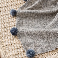 Couverture tricotée en rotin 50x60 pouces, plaid décoratif confortable avec Pompon