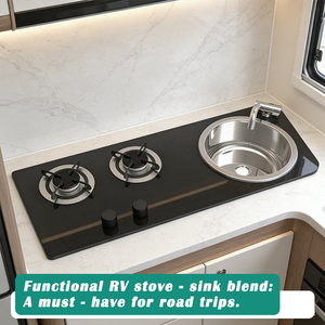 JDA Práctica y Funcional Estufa Doble para RV con Fregadero, Unidad de Cocina Móvil de Acero Inoxidable SS304 para Caravanas, Campers, RVs y <span class=keywords><strong>Vans</strong></span> - Product Image 3