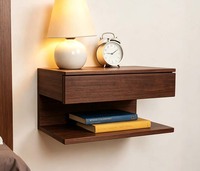 Table de chevet murale flottante en bois couleur noyer avec tiroir pour chambre à coucher, fabriquée en usine