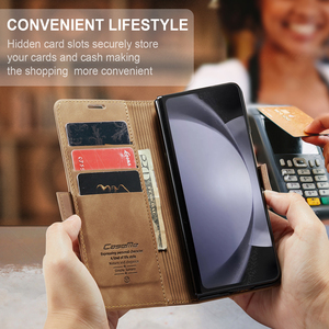 เคสโทรศัพท์หนังพับได้สำหรับ Samsung Galaxy Z Fold6 Fold5 <span class=keywords><strong>Fold4</strong></span>พับได้013เคสโทรศัพท์หนังพับได้แบบธุรกิจย้อนยุคกันกระแทก - Product Image 5