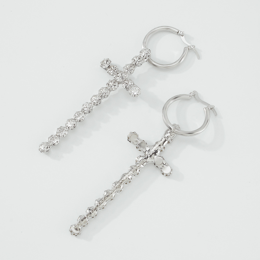 YAFEINI Orecchini a croce in argento Sterling con ciondolo a forma di