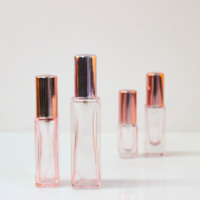 Flacon de parfum vide en verre rose transparent de 3 ml, 5 ml, 8 ml, 20 ml avec vaporisateur et couvercle en aluminium pour la séparation du parfum