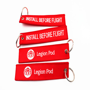 Precisely Embroidered Red Lanyards Durable Fabric Cross-Stitching & Needlework Crafts with Sturdy Metal Rings Keychains