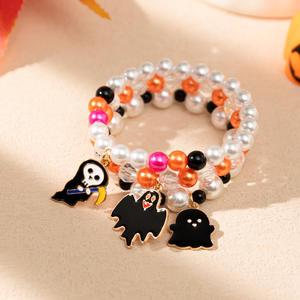 2025 bijoux multicouches citrouille fantôme Bracelet Ins couleur drôle Halloween perles élastiques en gros avec gouttes d'huile breloques - Product Image 5
