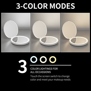 Kim Loại khóa trắng hồng xách tay tay du lịch trang điểm mini mỹ phẩm <span class=keywords><strong>Led</strong></span> Gương với ánh sáng đôi mặt nhỏ gọn gương - Product Image 4