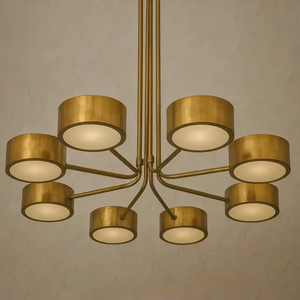 Mid Century Modern Brass Sputnik Chandelier Industrial Handmade <b>Vintage</b> LED Dimmable Pendant <b>Light</b> for Home Office Interior - Product Image 1