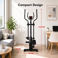 Elliptique à entraînement par courroie avec volant d'inertie de 4,5 kg, écran LCD, compteur manuel, fréquence cardiaque, distance, calories, pour la maison