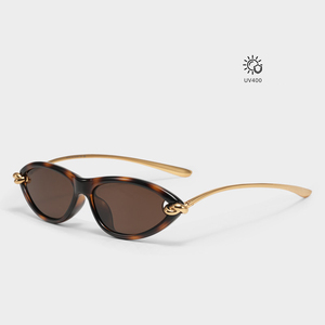 Gafas de Sol Cat's Eye UV400 2026, Forma Ovalada, Patillas con Nudos, Lentes Metálicas Anti-Reflejantes, Nuevas Gafas de Sol Unisex de Alta Gama - Product Image 5