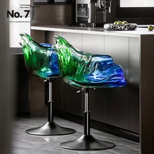 Chaise Pétale de Luxe Designer Haut de Gamme, Chaise de Salle à Manger en Résine Transparente de Style Italien, Siège Rotatif, Pieds Verts et Dorés pour Villa - Product Image 2