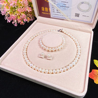 Collier de perles Mama Ensemble de boucles d'oreilles et bracelets Cadeau de fête des mères Collier de perles d'eau douce Collier ras du cou à chaîne de perles baroques