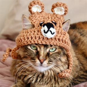 Chapeau pour animaux de compagnie en crochet fait main en forme de dinde, Nouvel accessoire pour animaux de compagnie pour Halloween, Casquette amusante pour déguisement de fête pour chat et chien, Coiffe de festival pour animaux de compagnie - Product Image 1