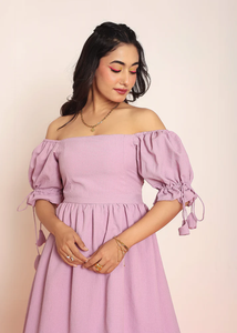 Mini-robe lavande à manches bouffantes, élégante, pour soirée d'été, décontractée, tendance, tenue mignonne, robe courte pour femme - Product Image 2