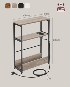 <span class=keywords><strong>Mesa</strong></span> <span class=keywords><strong>Auxiliar</strong></span> Moderna de Madera con Múltiples Ranuras, <span class=keywords><strong>Mesa</strong></span> de Noche Estrecha con 3 Estantes para Espacios Pequeños, Revistero para Sala de Estar, Dormitorio, Estudio - Product Image 3