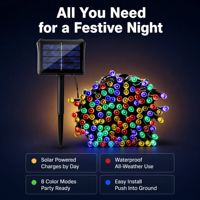Guirlandes lumineuses solaires LED d'extérieur imperméables, 200 LED, fil de cuivre, lumières féériques de Noël pour la décoration de jardin, de patio et de fêtes