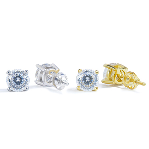 18k Gold Plated 925 Sterling <b>Silver</b> D Color 0.3-2ct Portuguese Cut Moissanite <b>Stud</b> Earrings GRA Certificate Unisex Hip Hop - Product Image 3