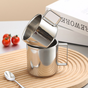 304 Stainless Steel Coffee Cup Double Layer Insulated Saucer Set For Baby Kids Milk Tea - Product Image 3