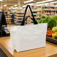 2025 nouveau sac fourre-tout tissé en PP blanc éco-vente en gros avec longue poignée Logo personnalisé Design pur réutilisable pour le shopping