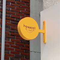 Enseigne circulaire extérieure en aluminium, double face, étanche, éclairée par LED, personnalisable, pour publicité, logo d'entreprise, enseigne de magasin