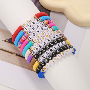 Europe et les États-Unis Bijoux transfrontaliers Taylor. Swift Fans Couleur Doux Poterie Bracelet Nom Anglais Bracelet Ensemble Femmes - Product Image 3