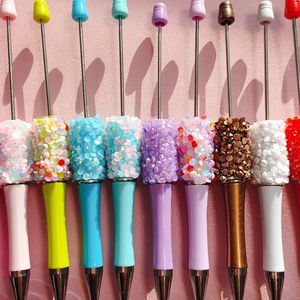 Nouveau style B7001 – Stylo à bille en plastique DIY avec perles, breloques, paillettes <span class=keywords><strong>color</strong></span>ées et strass – Jouet fantaisie pour la création de bijoux - Product Image 3