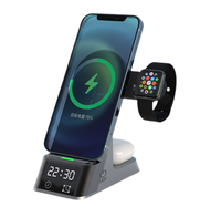 Chargeur sans fil 6 en 1 réveil pour iphone 15 led affichage lumière chargeur multifonctionnel produits tendance 2024 nouveautés