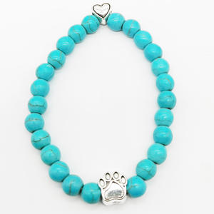 טורקיז קשת עיצוב לב כלב כף רגל הדפסה חרוזים אלסטית צמידים אלסטי מחיר המפעל עבור יוגה Lgbt יוגה ריפוי קסם מיוחד - Product Image 5