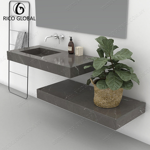 อ่างล้างมือติดผนังหินธรรมชาติทนทานแบบประกบกันน้ำหรูหรา - Product Image 6