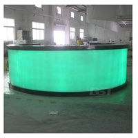 Comptoir de bar musical de grande taille, rond, avec éclairage LED RGB, en marbre, pour discothèque