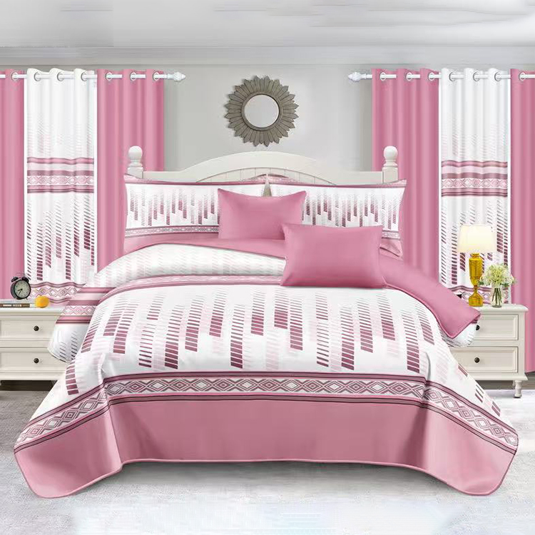 Drap plat + taie d'oreiller + rideau + drap-housse