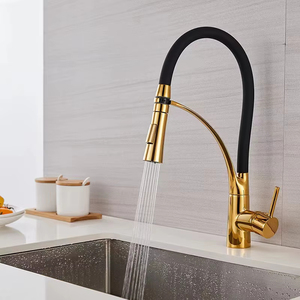 Robinet de cuisine moderne de luxe en laiton noir de haute qualité, avec extension extractible, robinet mélangeur chaud et froid, robinet de cuisine <span class=keywords><strong>flexible</strong></span> - Product Image 5