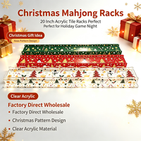 Supports de Mahjong en Acrylique à Motif de Noël Personnalisé, Supports de Tuiles de Mahjong à Bord Ondulé, Accessoires de Jeu de Mahjong OEM ODM