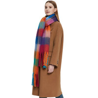 Écharpe enveloppante en cachemire à motif tartan, épaisse et colorée, en laine à carreaux pour l'hiver