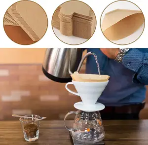 กระดาษกรองกาแฟรูปตัววีและรูปตัวยูแบบเป็นมิตรกับสิ่งแวดล้อมที่ขายดีที่สุด กรวยกรองกาแฟชาแบบกรวยทำจากเยื่อไม้เกรดอาหาร - Product Image 5