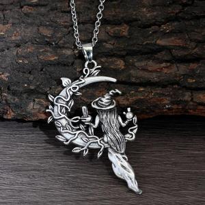 Collar con Colgante de Bruja Gótica de Halloween con Calavera, Luna y Estrella, Sombrero Mágico Misterioso, Escoba de Bruja, Joyería de Moda Gótica para Fiesta Rock, Regalo - Product Image 4
