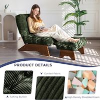 MAXYOYO Fauteuil d'appoint moderne avec cadre en bois, repose-pieds capitonné et dossier réglable, ensemble confortable pour salon