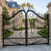 Porte d'entrée principale extérieure de luxe en fer forgé, décorative, avec motifs de portails en fer, pour maison de campagne et jardin
